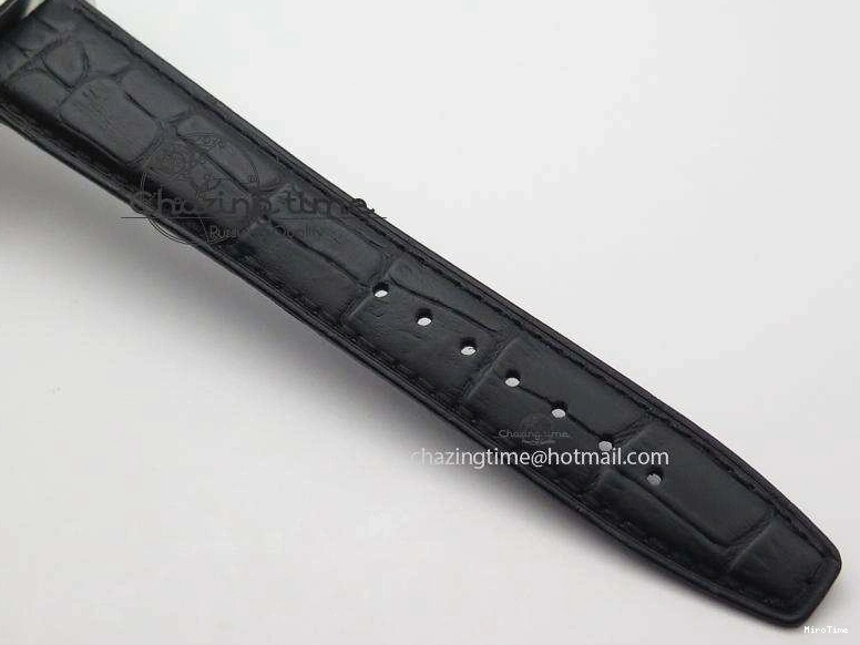 MIROTIME 0204 Portuguese Tourbillon Power Reserve Moonphase SS Black Dial Gold Numbers On Black Leather Strap RelaxedFit 7320